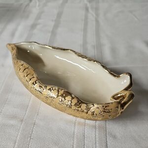 Elegant Gold and Cream Decorative Bowl